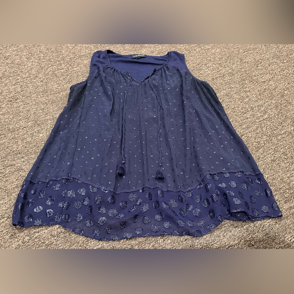 COPY - Lane Bryant women’s  Sz 20 peasant boho plus blouse top polka dot shimme…